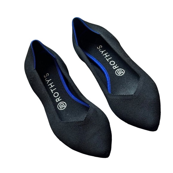 Rothy's The Point Toe Ballet Flat Slip On Solid Black Womens Size 9 - Picture 7 of 7